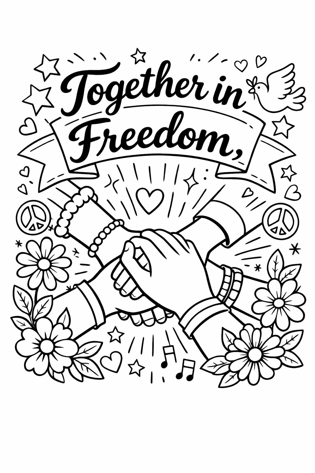 historical Juneteenth coloring page | freedom themed illustration | educational coloring page