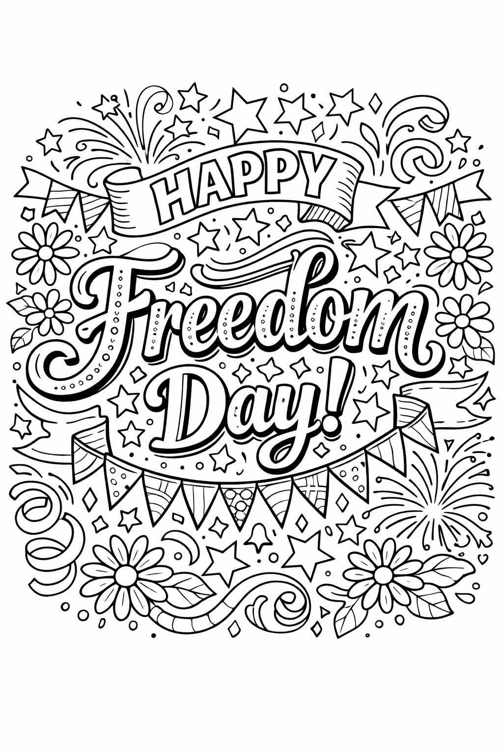 festive Juneteenth coloring page | holiday celebration design | cheerful artwork