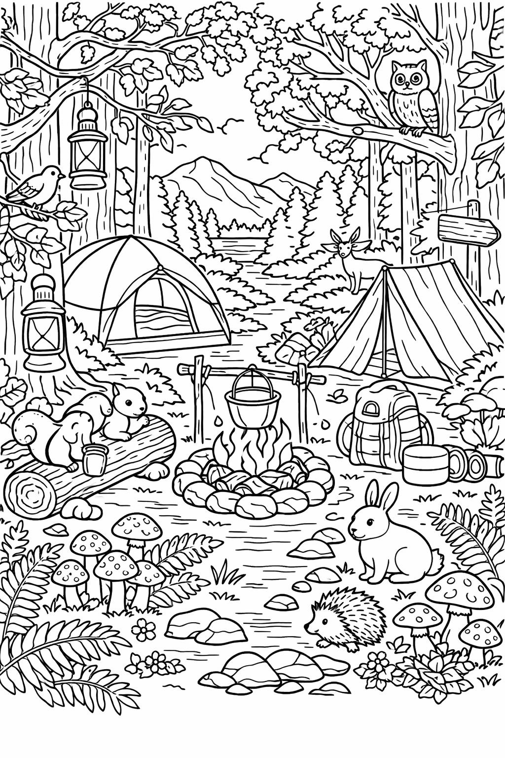 starry camping night page | campsite under the stars | relaxing outdoor scene