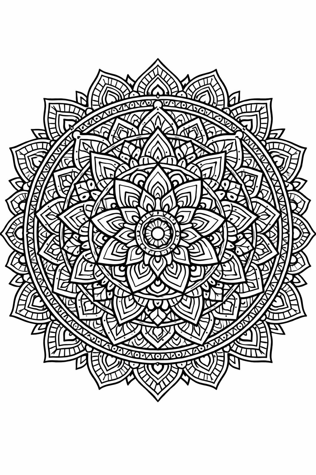 kaleidoscope coloring page | symmetrical abstract pattern | detailed creative artwork