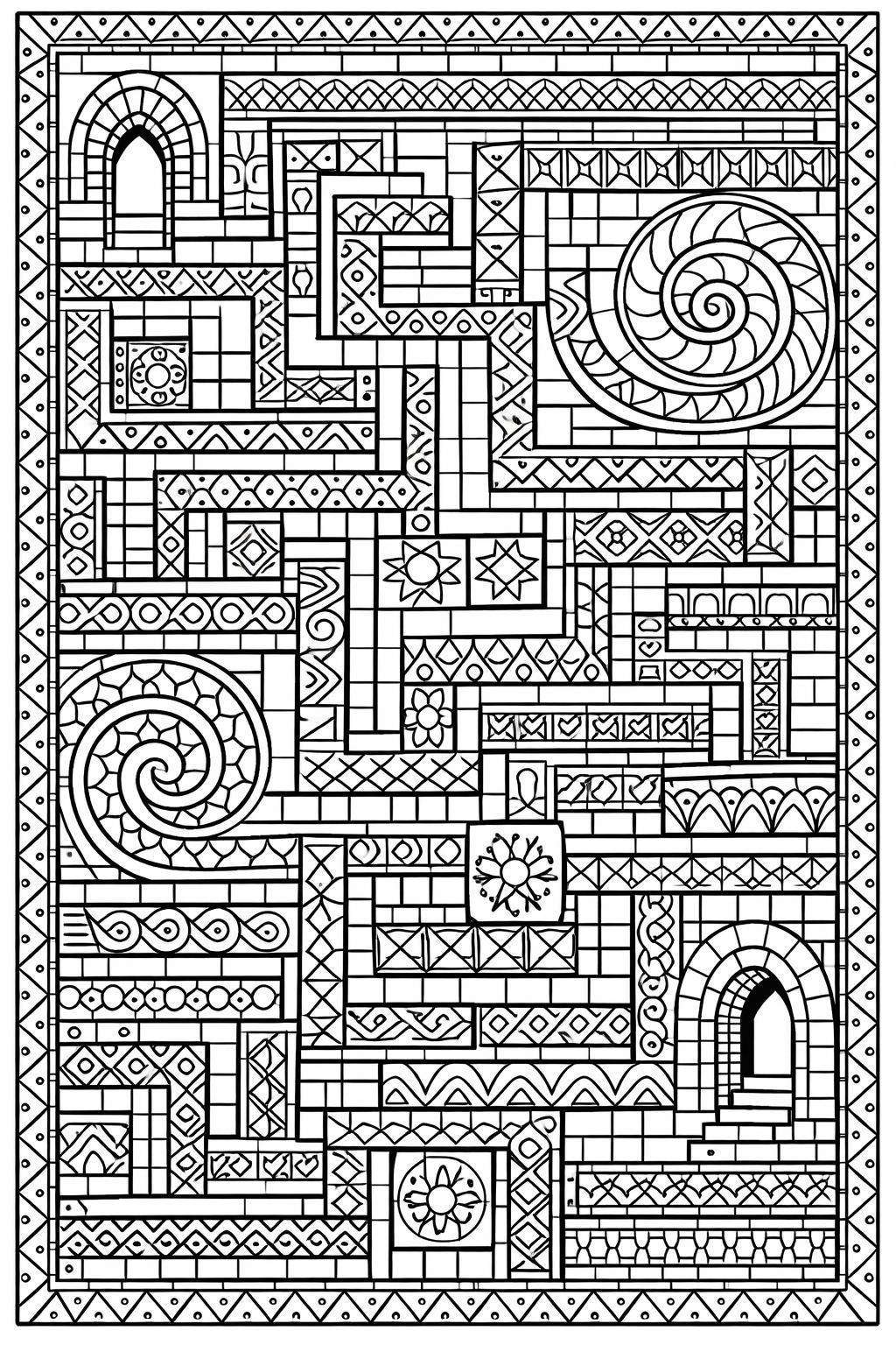 swirl pattern coloring page | flowing intricate lines | artistic coloring sheet