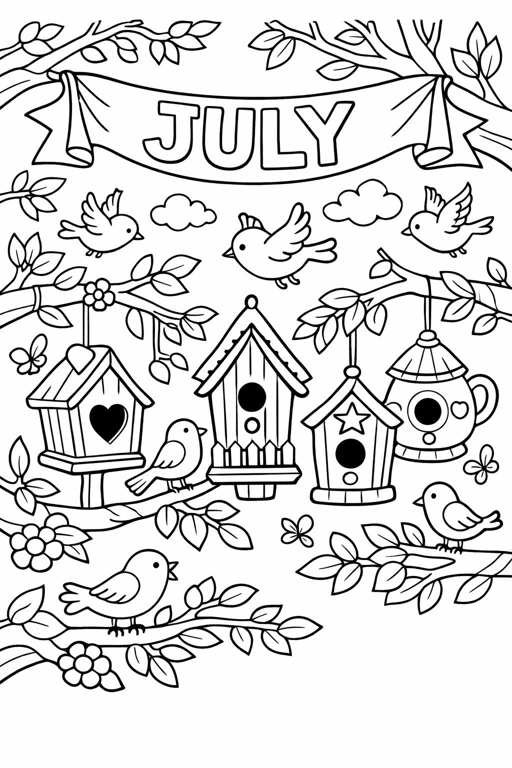 sunshine coloring page | bright summer illustration | cheerful July design