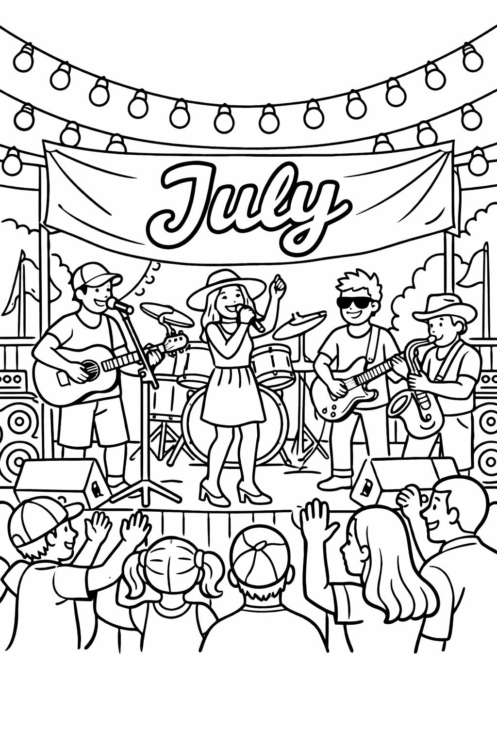 picnic coloring page | outdoor summer gathering | fun seasonal artwork