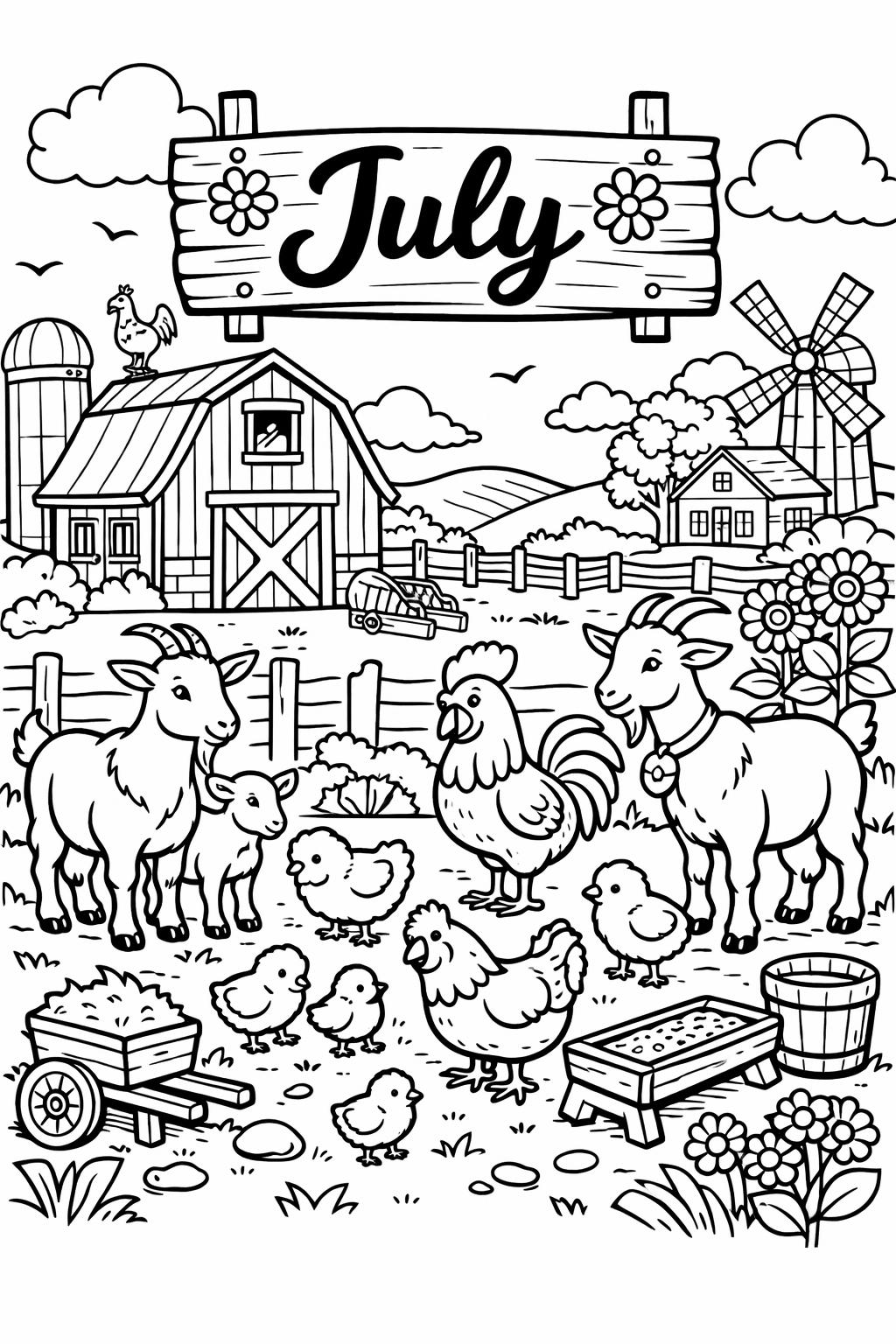 sunny landscape coloring page | bright outdoor scenery | relaxing nature artwork