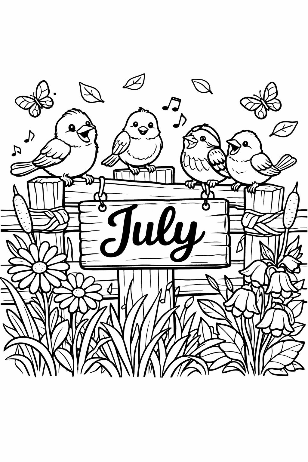 July themed coloring page | printable summer activity | fun coloring sheet
