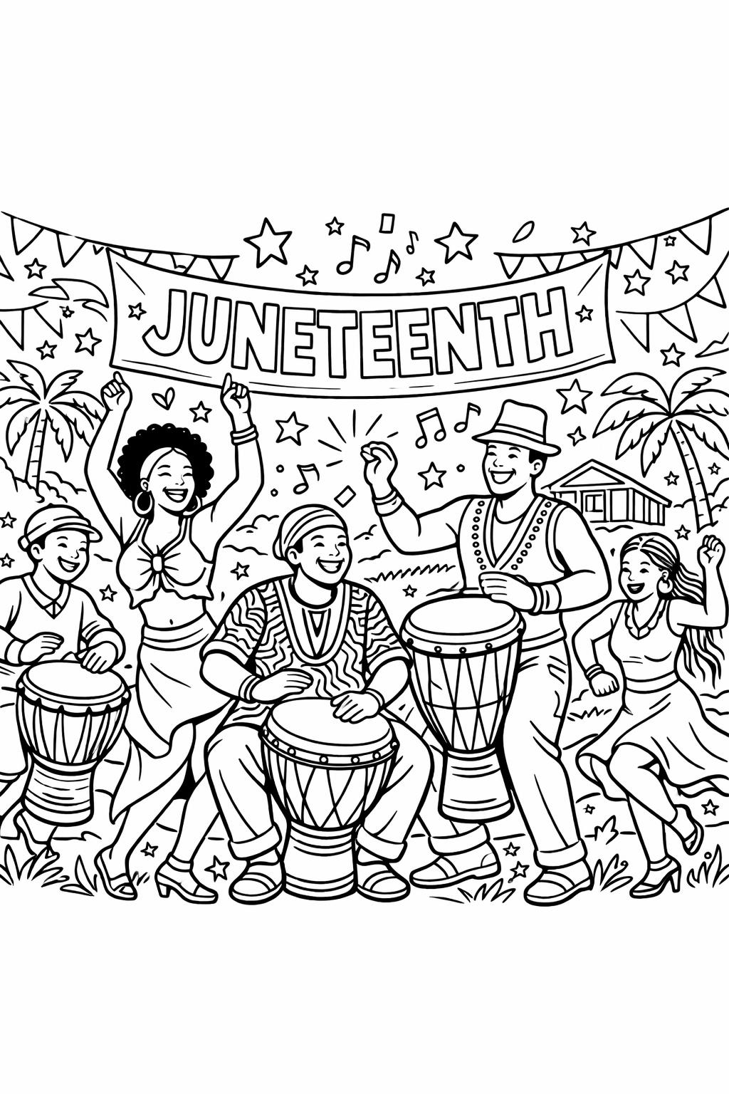 freedom day coloring page | historical celebration design | Juneteenth coloring sheet