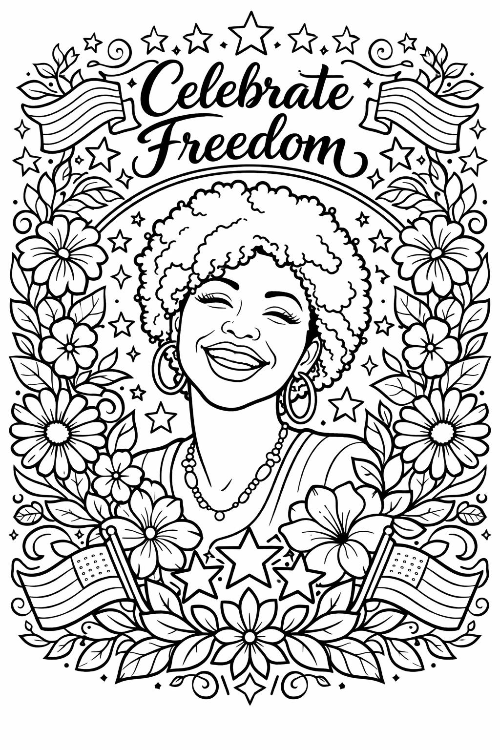 celebration coloring page | festive Juneteenth artwork | cultural design page