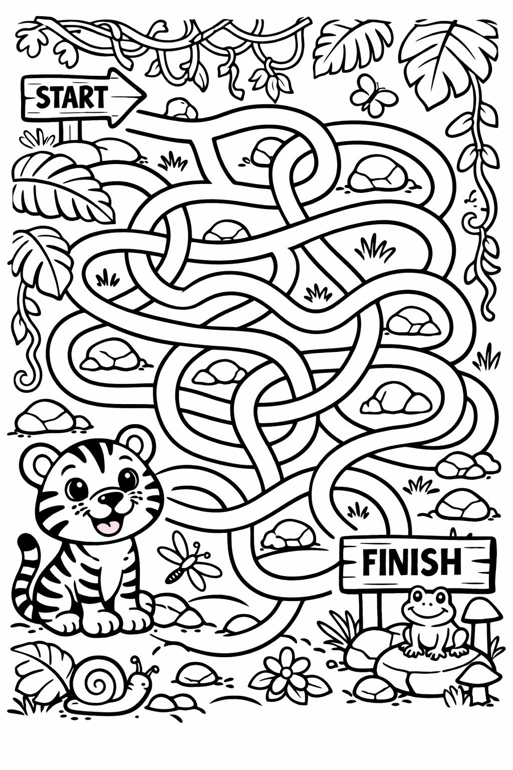 tropical tiger coloring page | rainforest tiger artwork | nature themed sheet