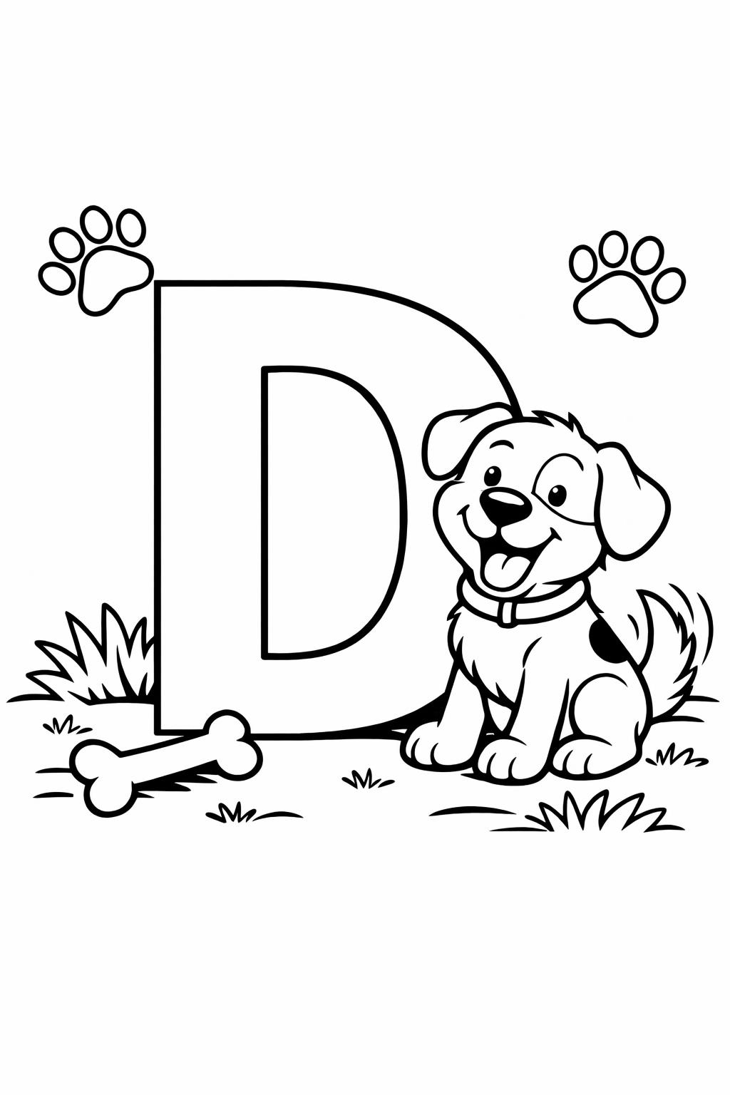 simple letter D coloring page | easy alphabet outline | beginner coloring activity