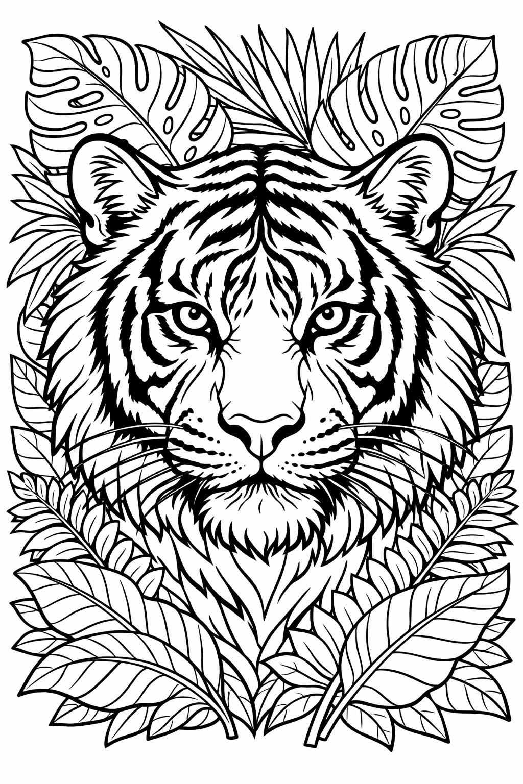tiger and butterfly page | wildlife nature illustration | charming coloring artwork