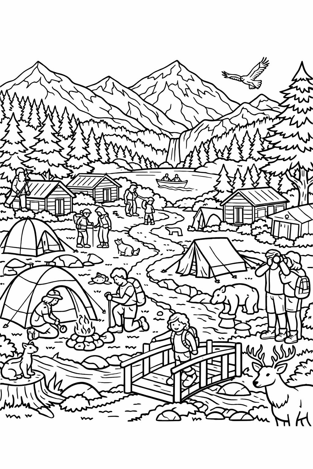 camper coloring page | travel camping vehicle | outdoor activity artwork