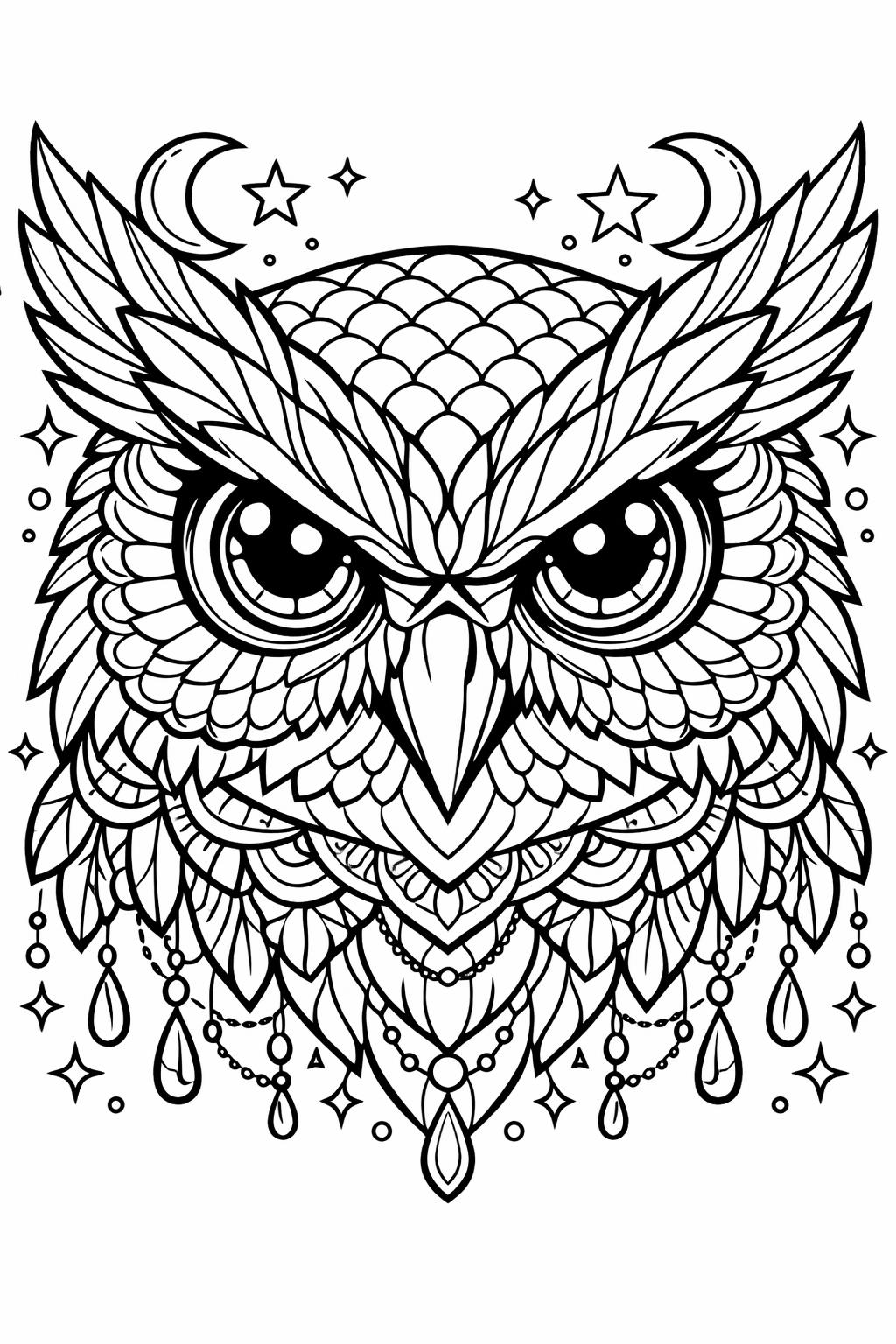 owl garden coloring page | owl among flowers | nature inspired design