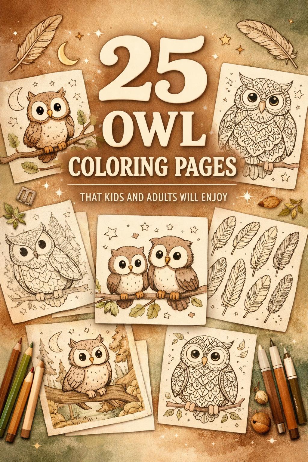 owl coloring page | detailed owl illustration | bird coloring sheet