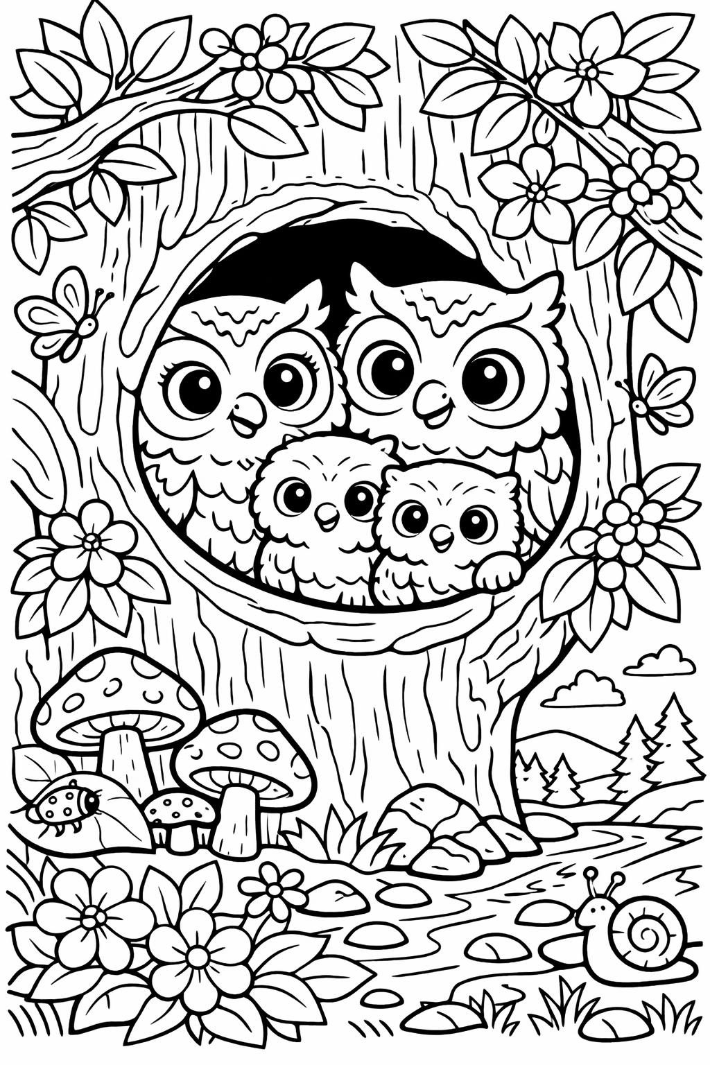 decorative owl coloring page | artistic feather patterns | detailed owl artwork