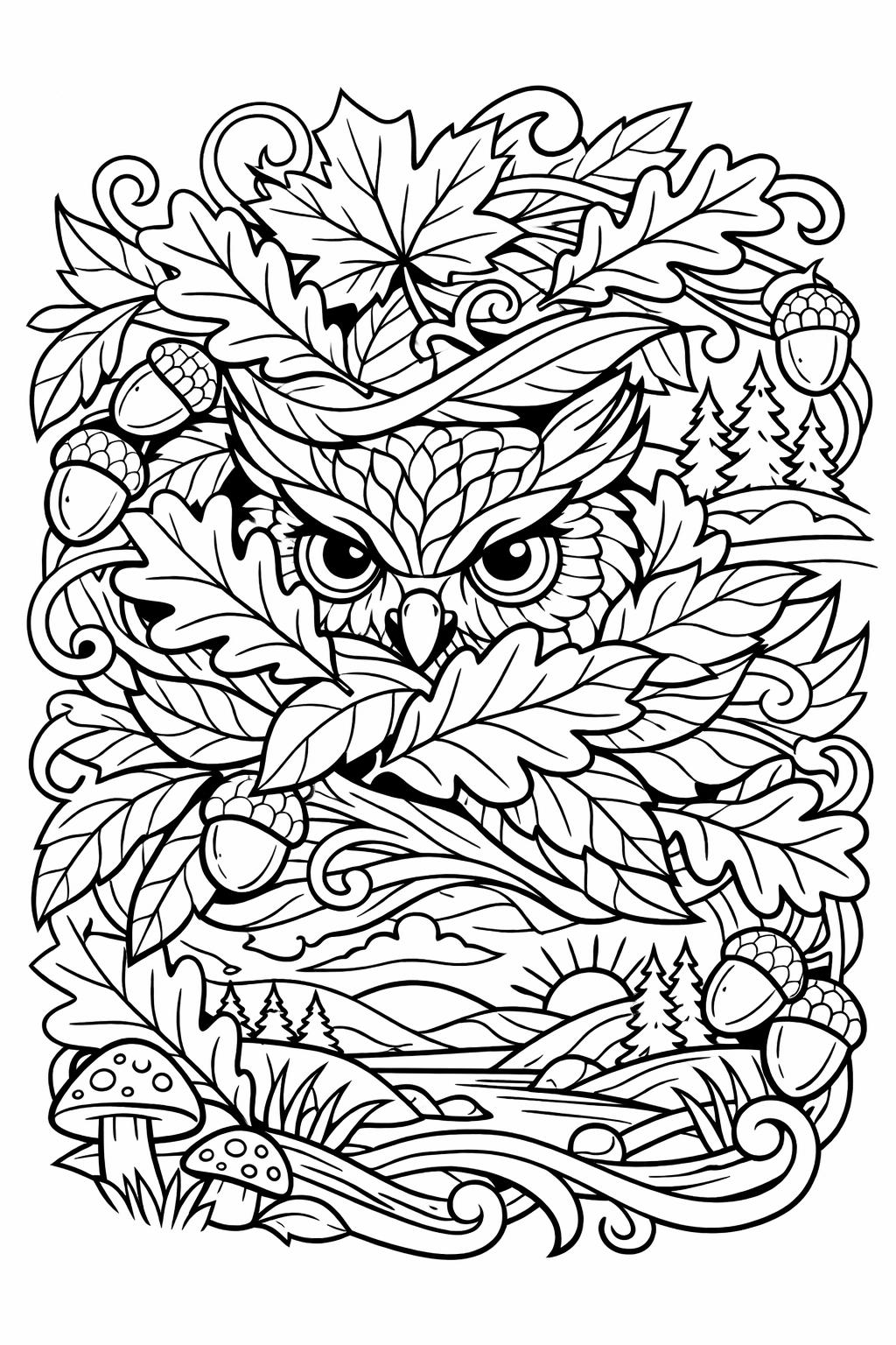 owl doodle coloring page | playful owl sketches | creative coloring sheet
