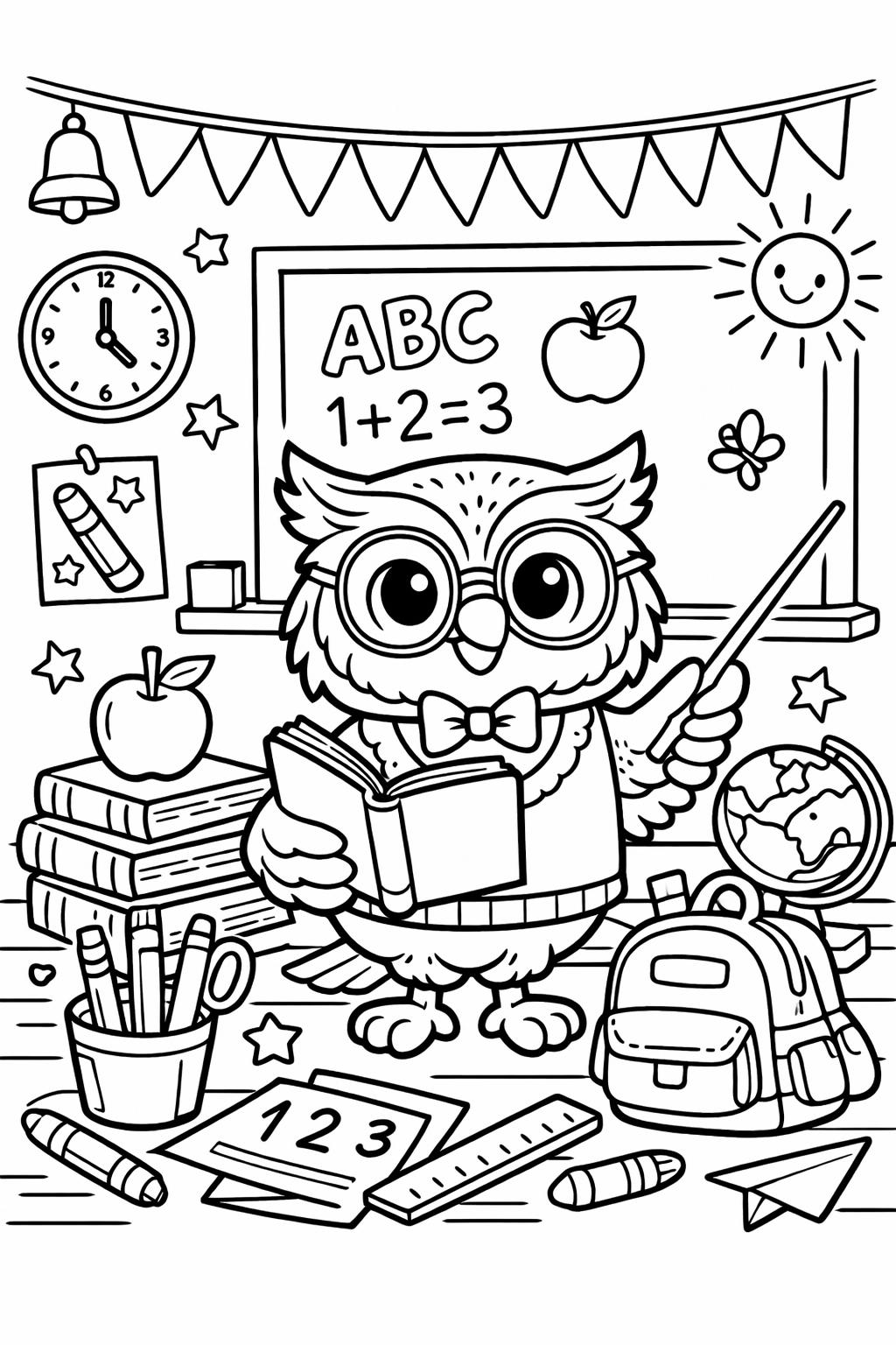 baby owl coloring page | cute young owl | playful bird design