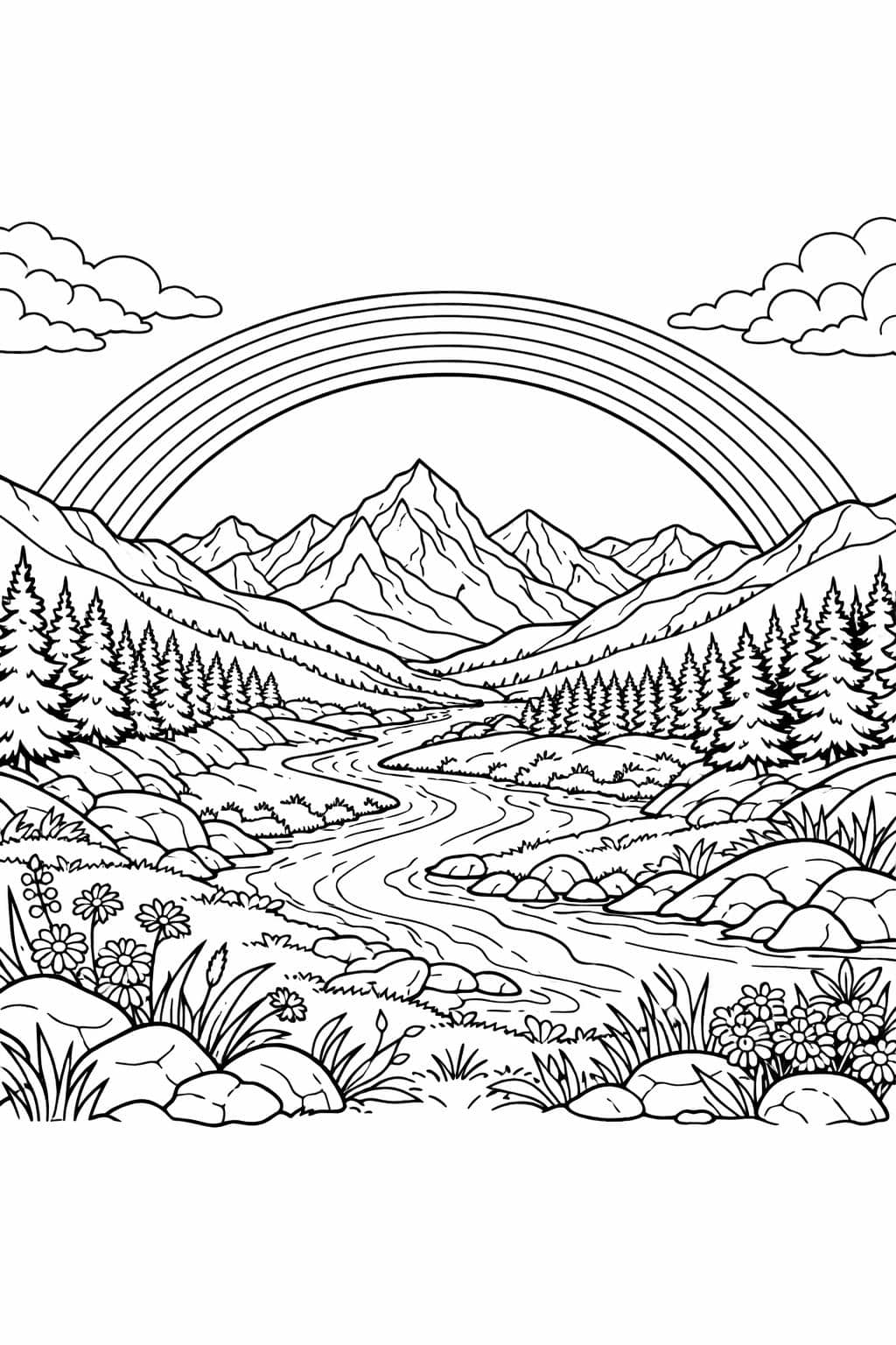 artistic rainbow coloring page | creative rainbow artwork | decorative design