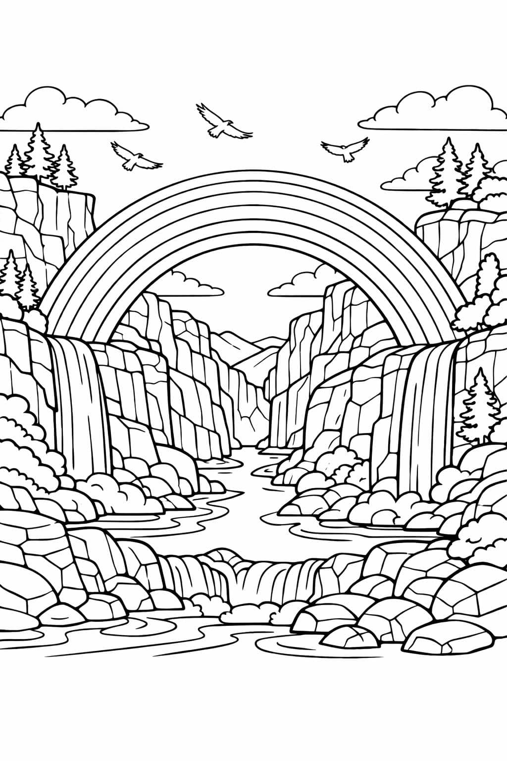 rainbow celebration page | festive colorful illustration | cheerful coloring sheet