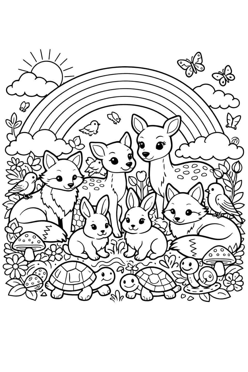 rainbow wreath coloring page | decorative circular design | artistic coloring sheet