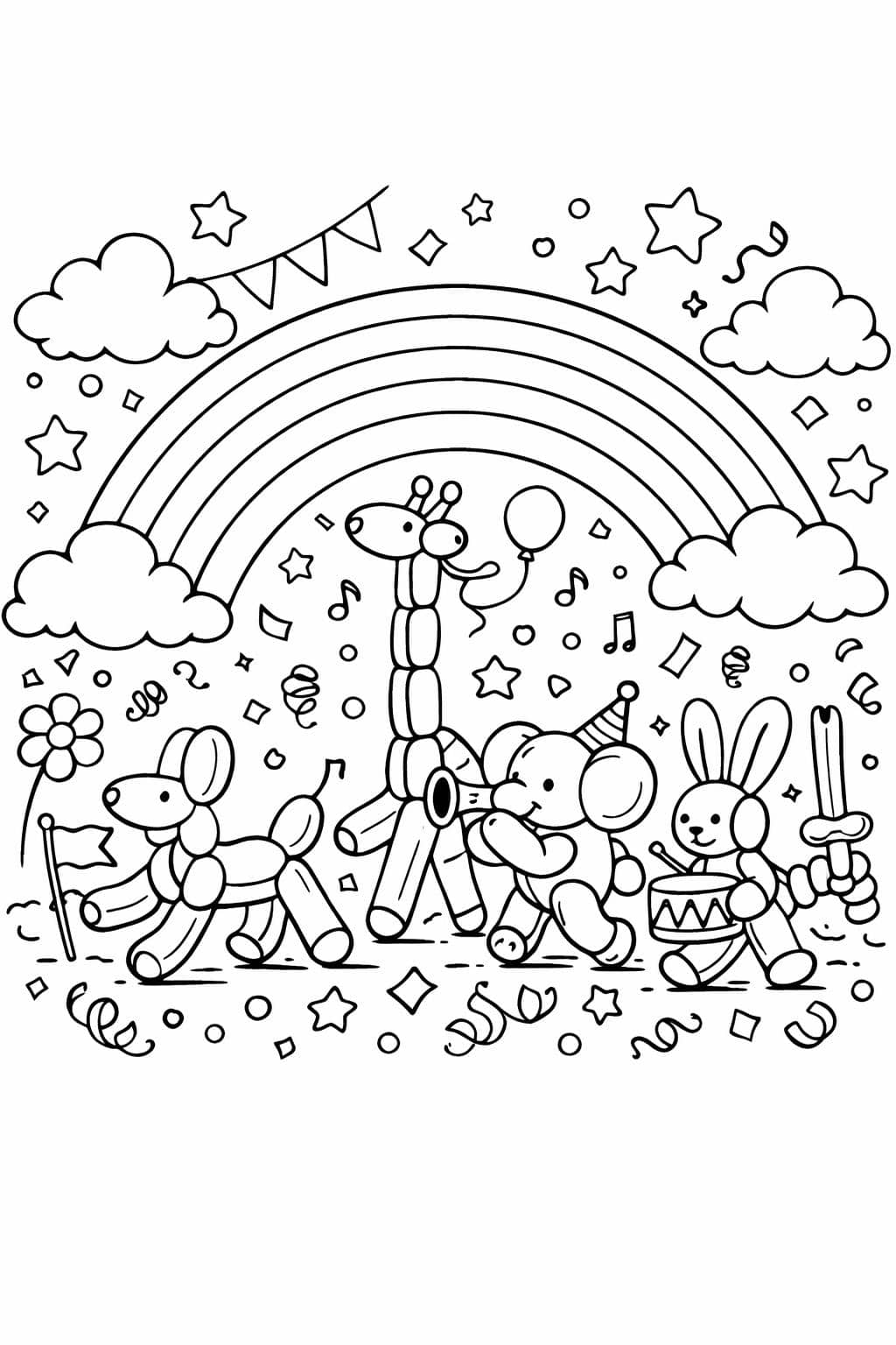rainbow ocean coloring page | seaside rainbow illustration | relaxing nature page