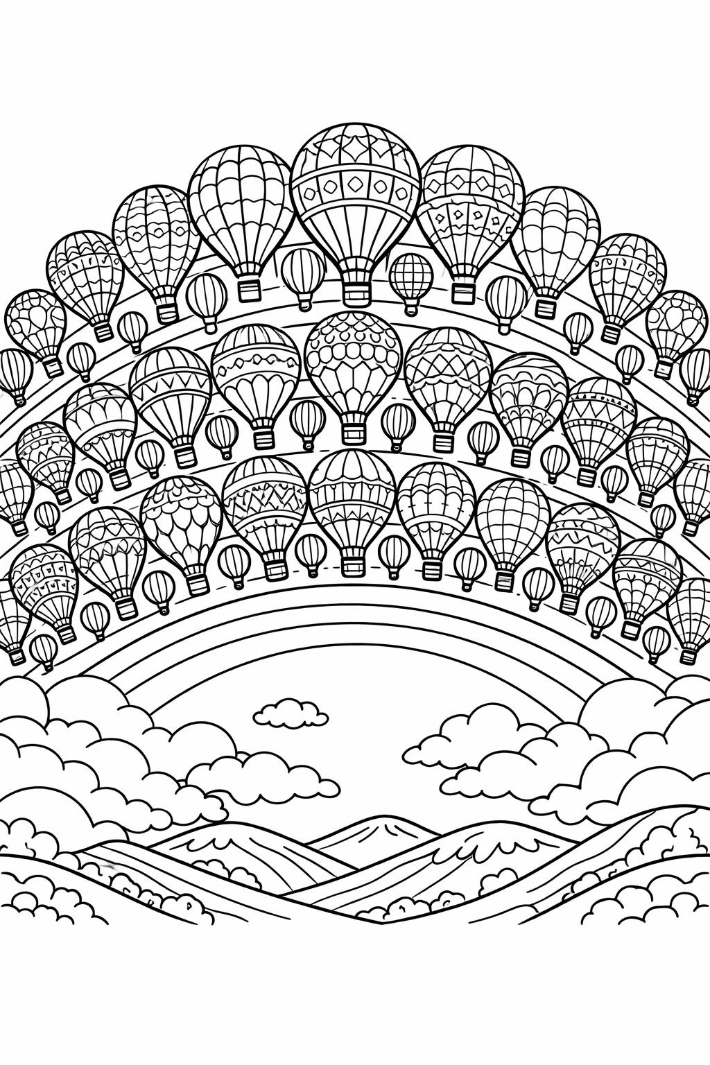 rainbow flower coloring page | floral rainbow illustration | creative coloring sheet