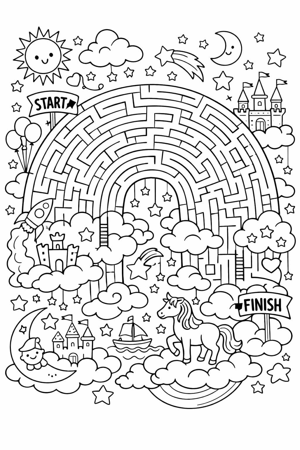 rainbow line art coloring page | simple rainbow outline | easy coloring page
