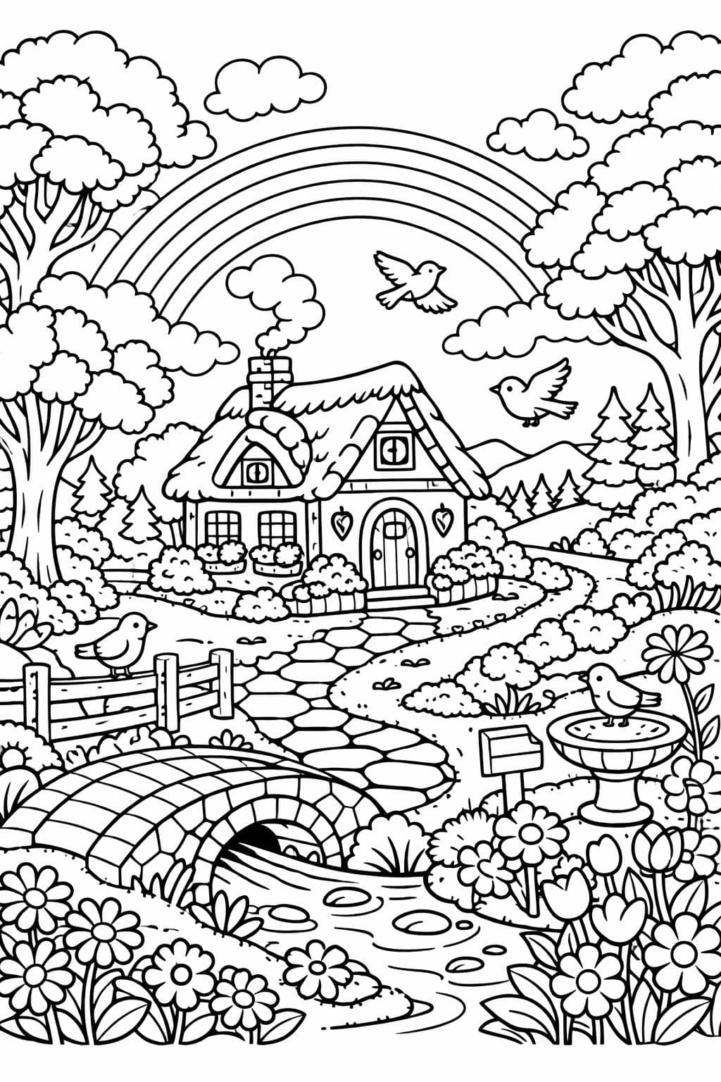 rainbow animal coloring page | cute animal and rainbow | playful artwork