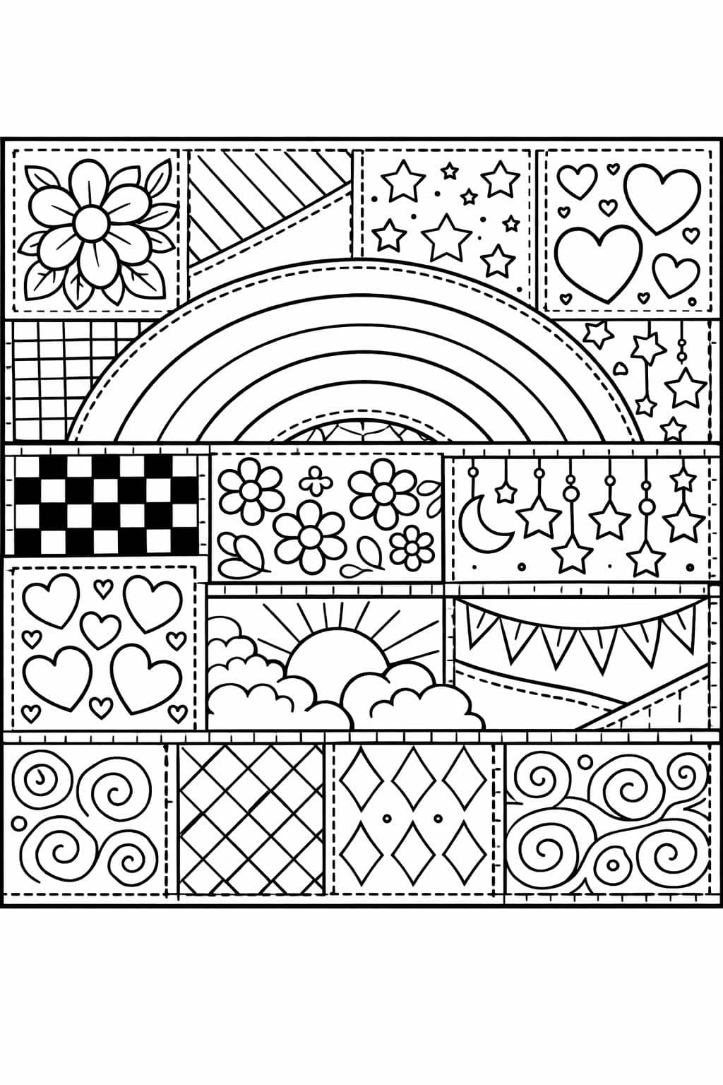 rainbow heart coloring page | colorful heart design | uplifting artwork