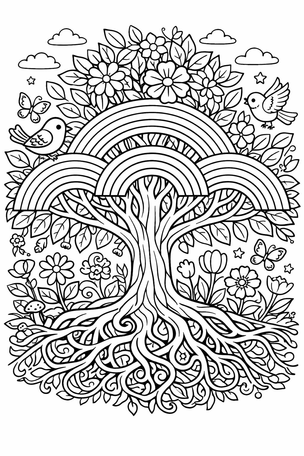 rainbow mandala coloring page | intricate rainbow pattern | creative coloring sheet