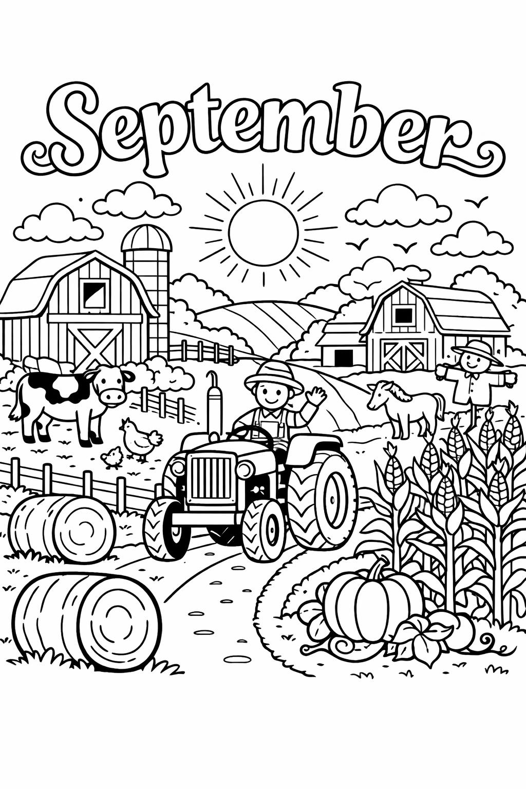 autumn landscape coloring page | scenic fall outdoors | peaceful nature artwork