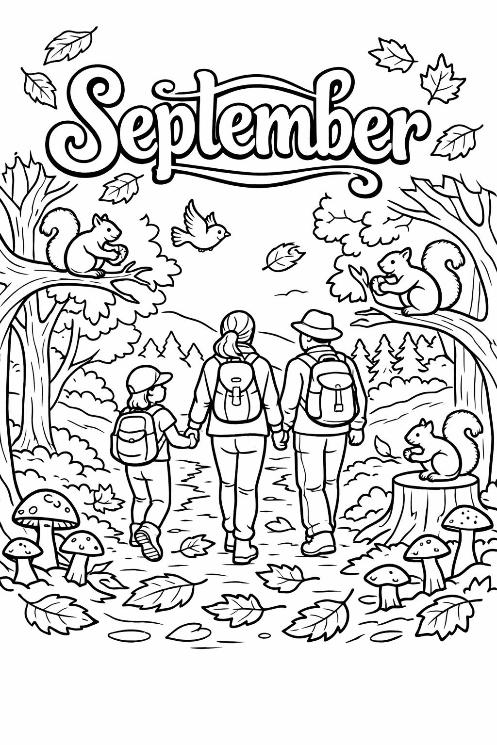 acorn coloring page | woodland autumn illustration | seasonal coloring sheet