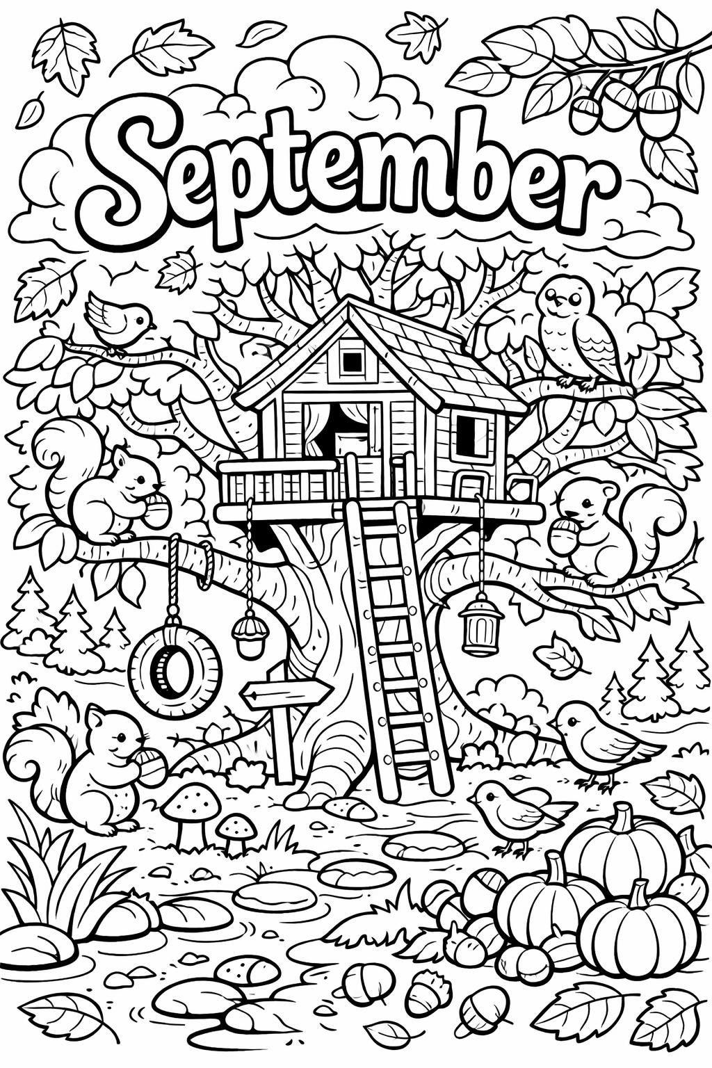 autumn leaves coloring page | falling leaf illustration | cozy fall artwork