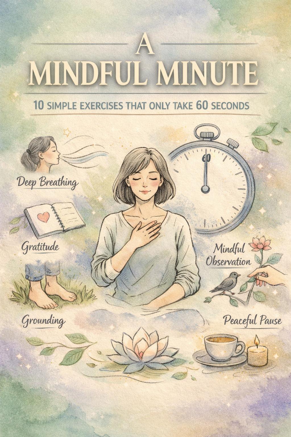 mindful minute exercises | simple 60 second mindfulness practices | quick stress relief and mental wellness tips