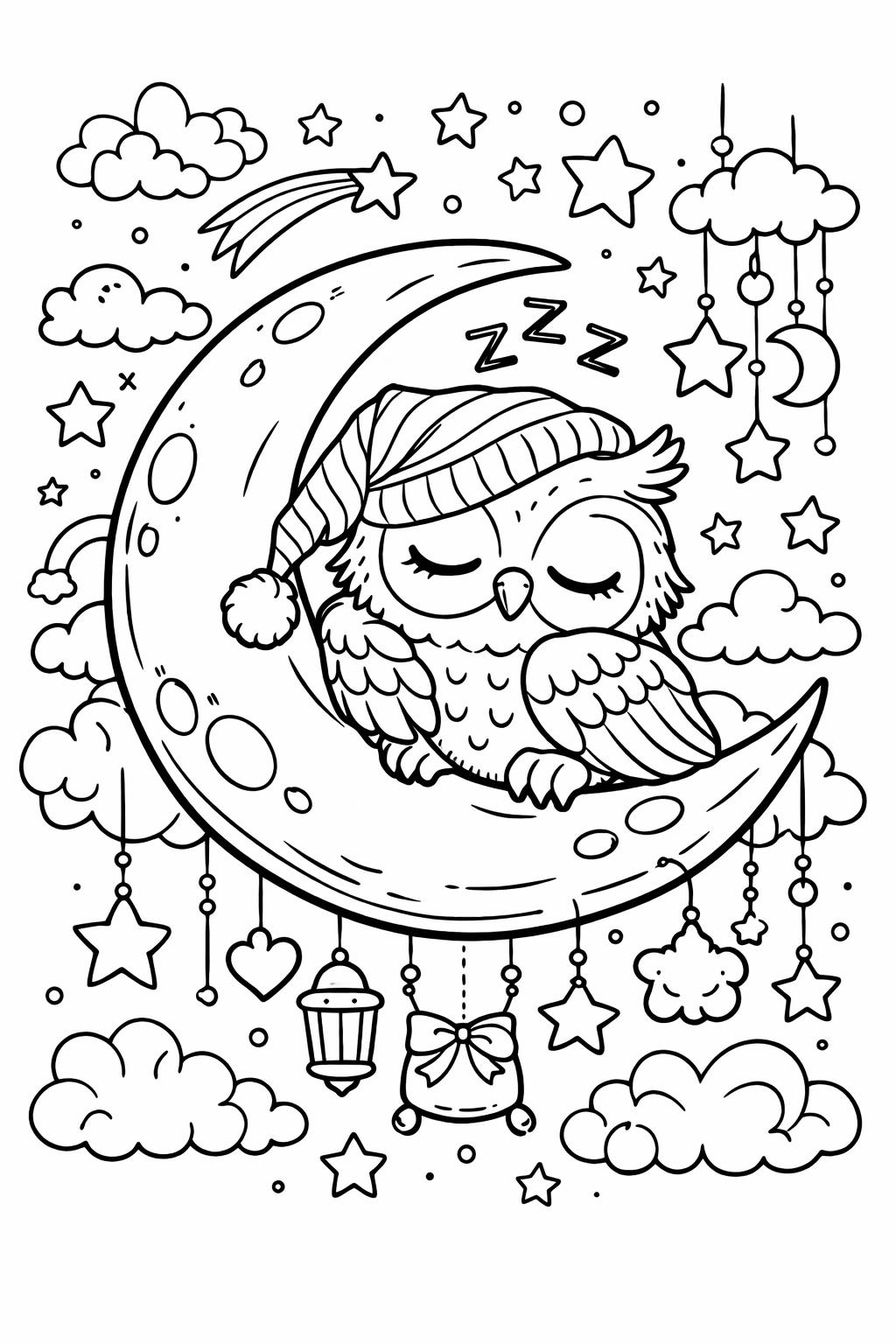 cartoon owl coloring page | playful owl character | kids coloring sheet