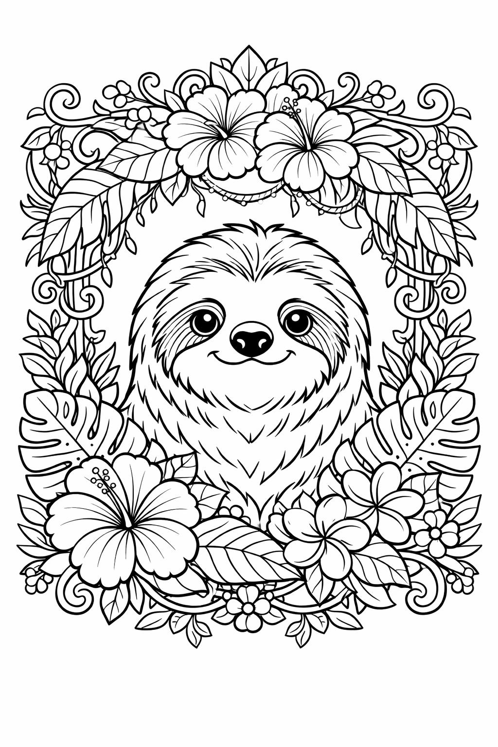 sloth mandala coloring page | intricate sloth pattern | calming coloring artwork