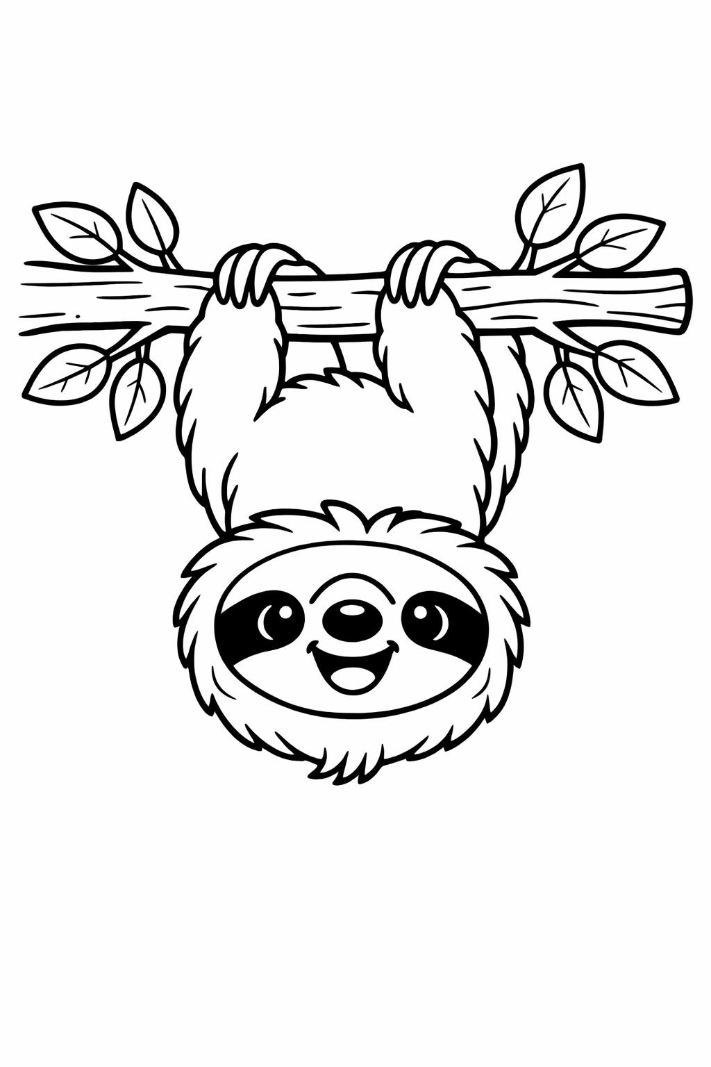 baby sloth coloring page | sweet sloth illustration | cute animal page