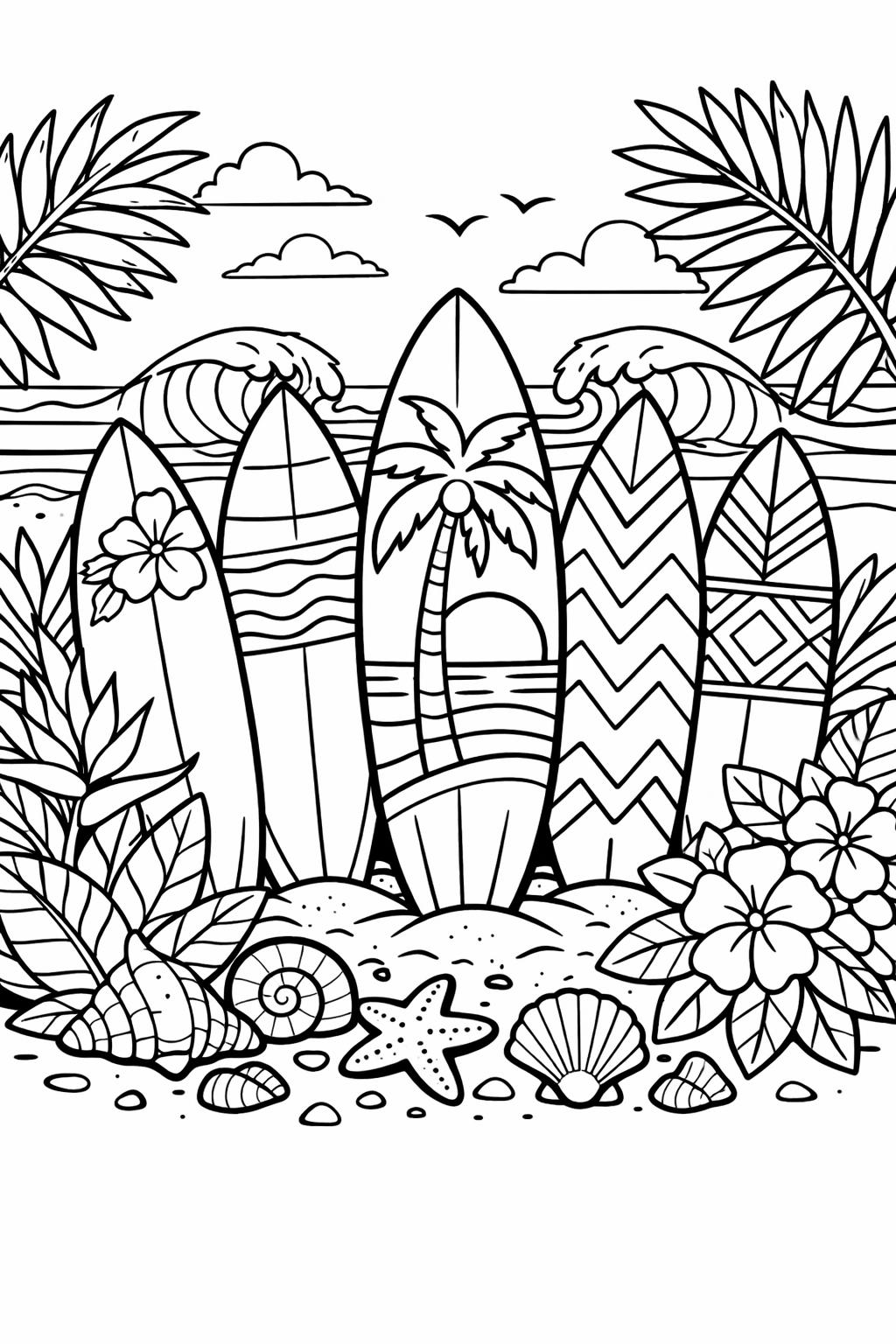 surfer and dolphin page | ocean wildlife scene | fun beach artwork