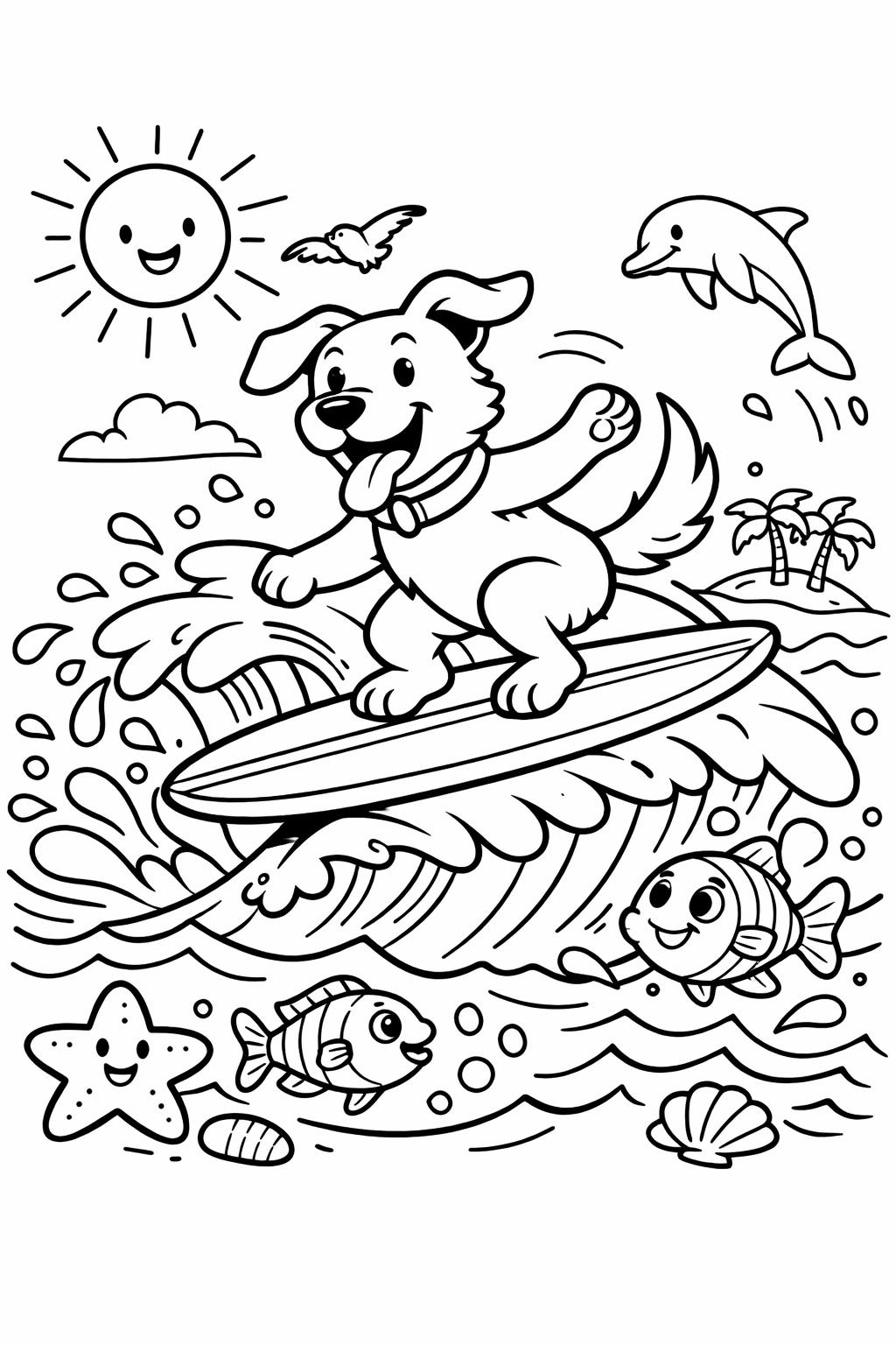 surfer silhouette coloring page | ocean sports artwork | stylish beach illustration