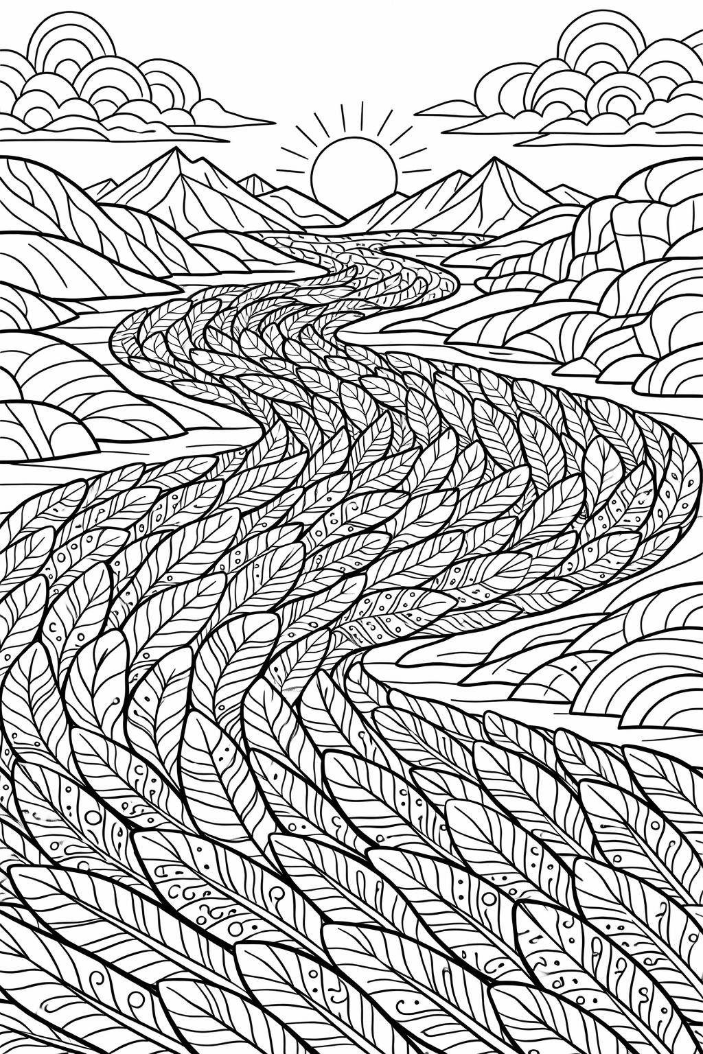 surreal coloring page | imaginative abstract artwork | psychedelic coloring sheet