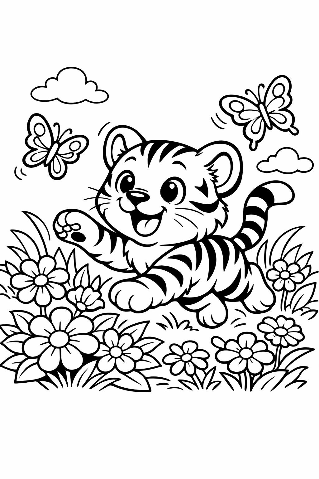 fantasy tiger coloring page | mystical tiger illustration | imaginative artwork