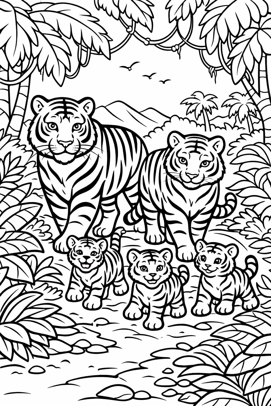 tiger doodle coloring page | playful tiger sketches | creative coloring sheet