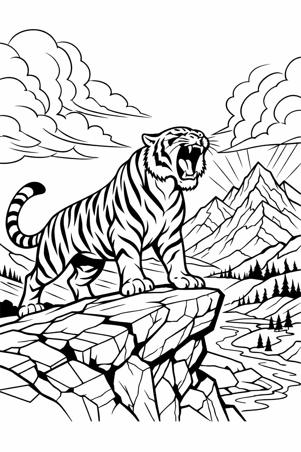 tiger face coloring page | detailed tiger portrait | artistic animal artwork