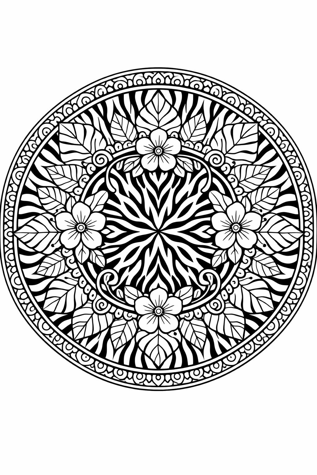 jungle tiger coloring page | tropical tiger scene | nature coloring page