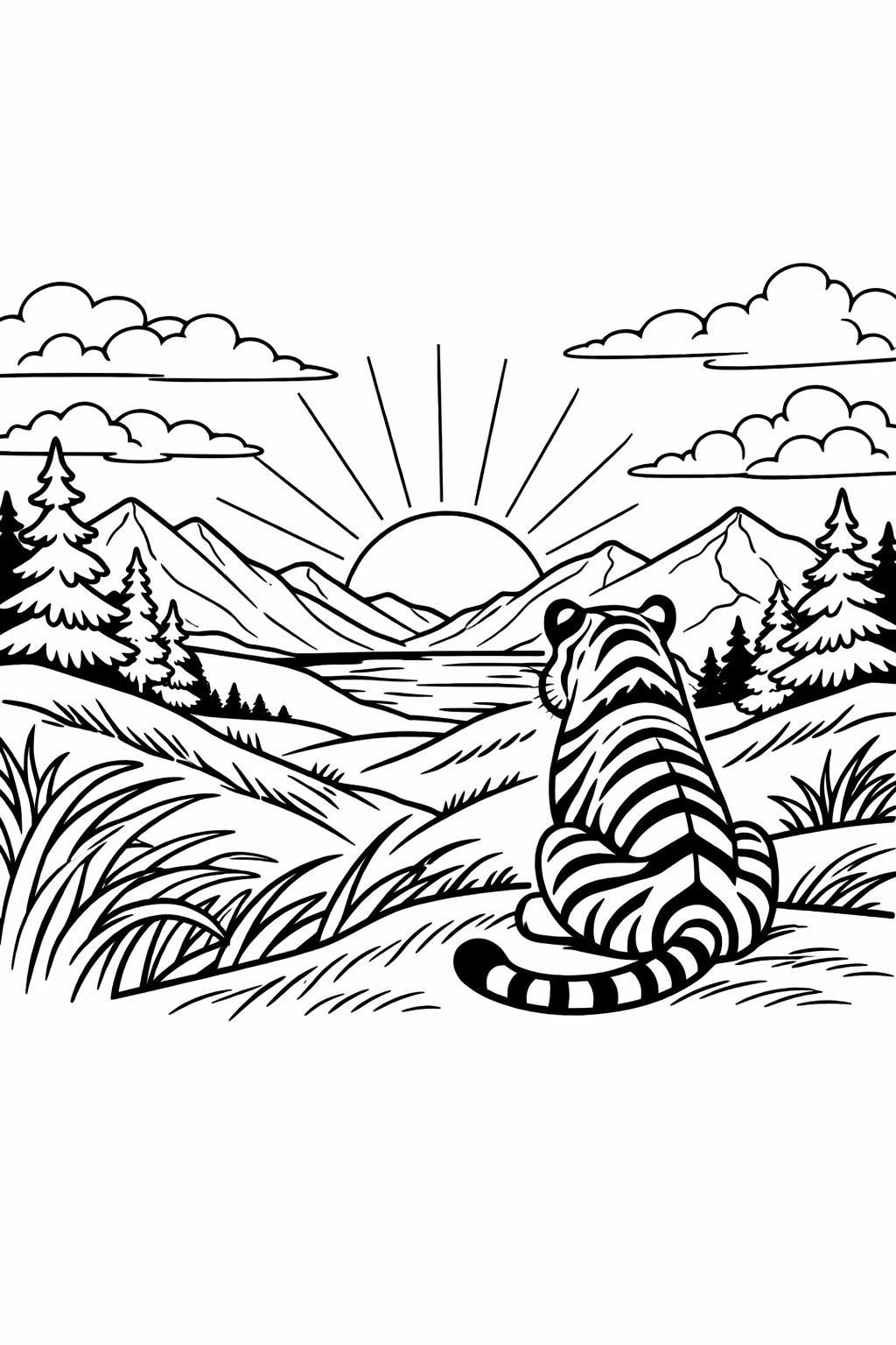 baby tiger coloring page | playful tiger cub | cute animal coloring sheet