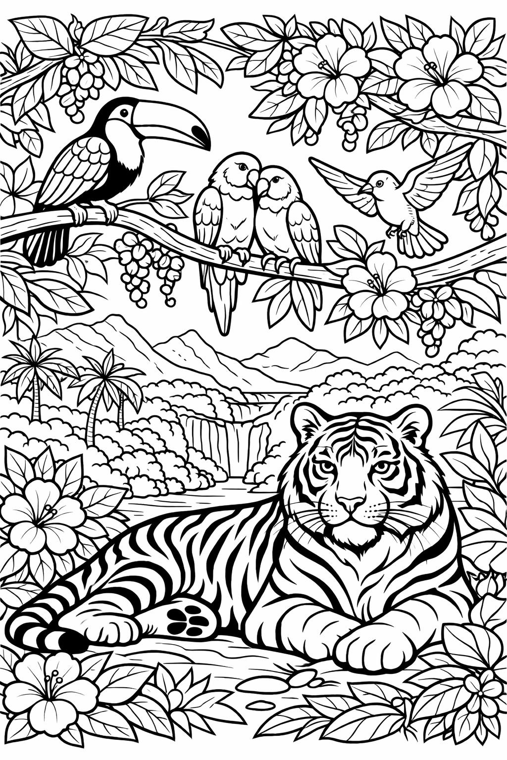 tiger cub coloring page | adorable young tiger | fun animal artwork
