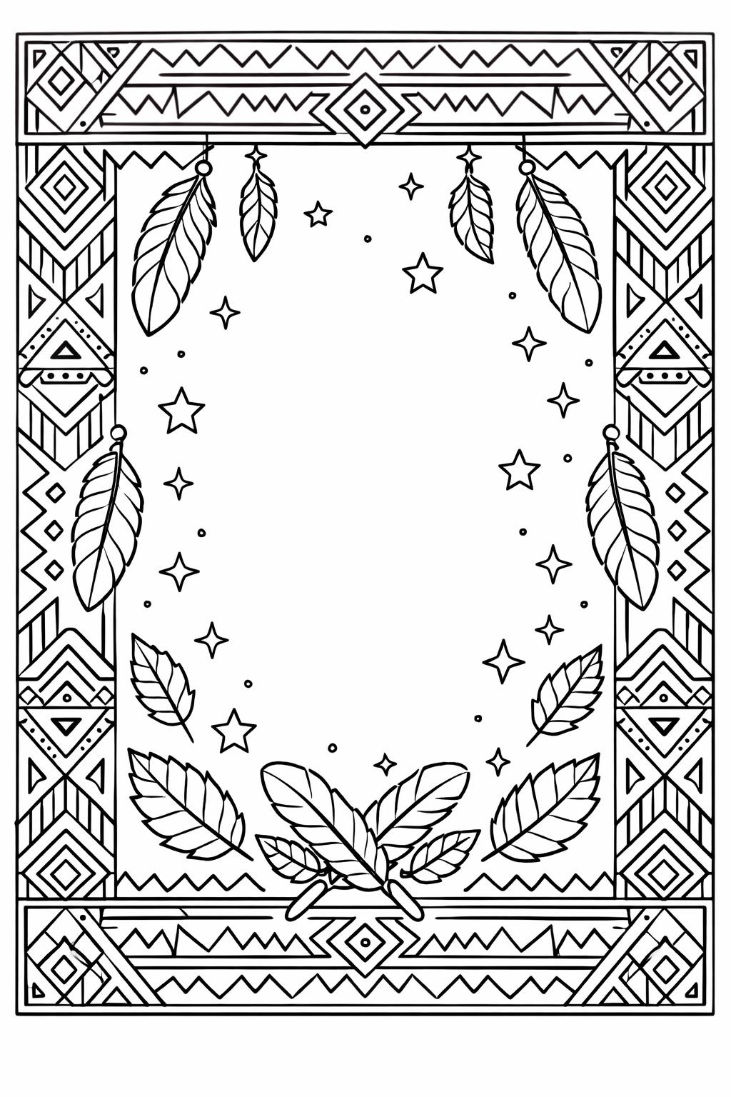 Native American pattern coloring page | traditional inspired design | detailed coloring artwork