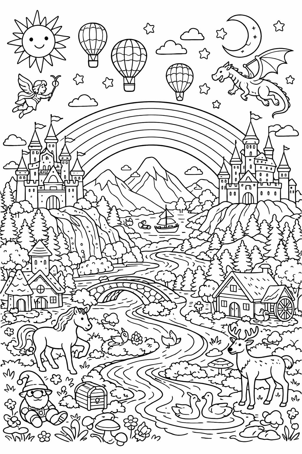 cute rainbow coloring page | cheerful rainbow design | playful artwork