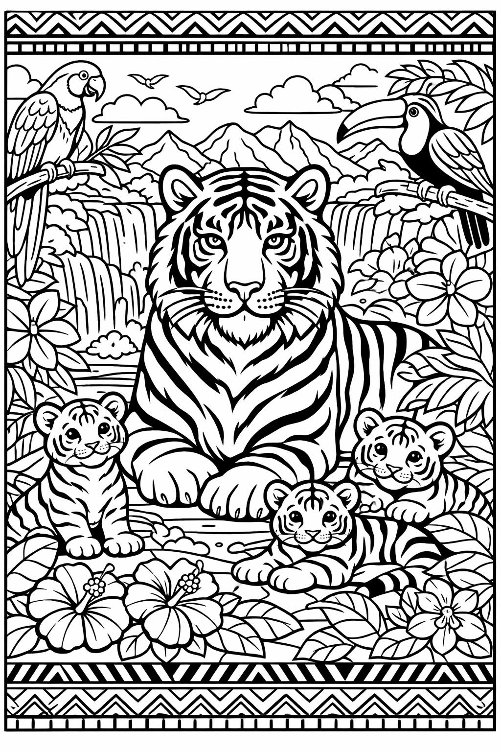 cute tiger coloring page | adorable tiger design | fun animal artwork