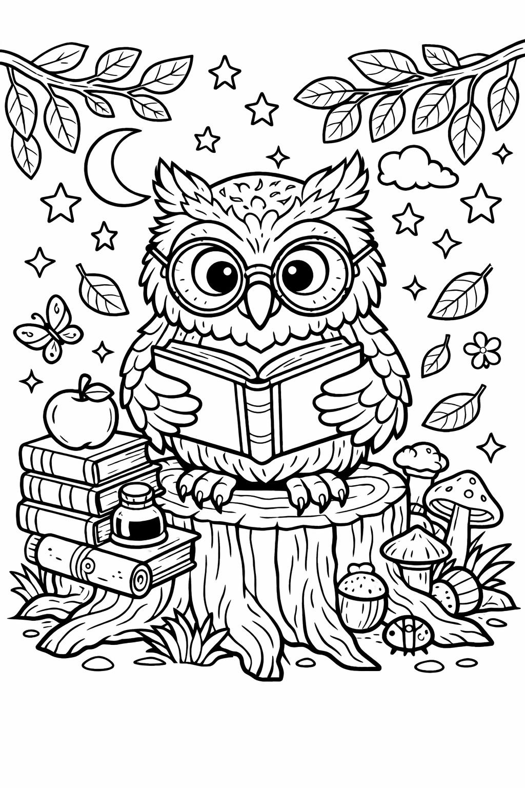 cute owl coloring page | adorable owl design | fun animal artwork