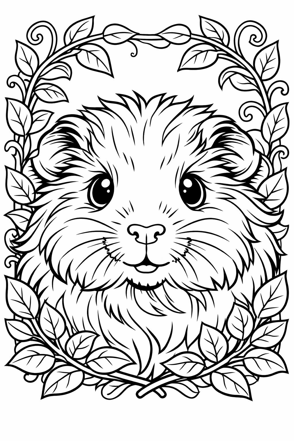 guinea pig with heart coloring page | adorable love themed pet | cute coloring sheet